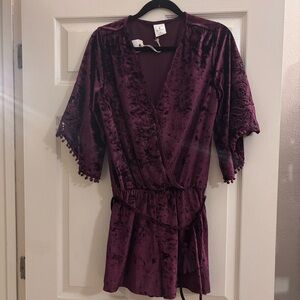 Velvet Romper with detailed sleeves